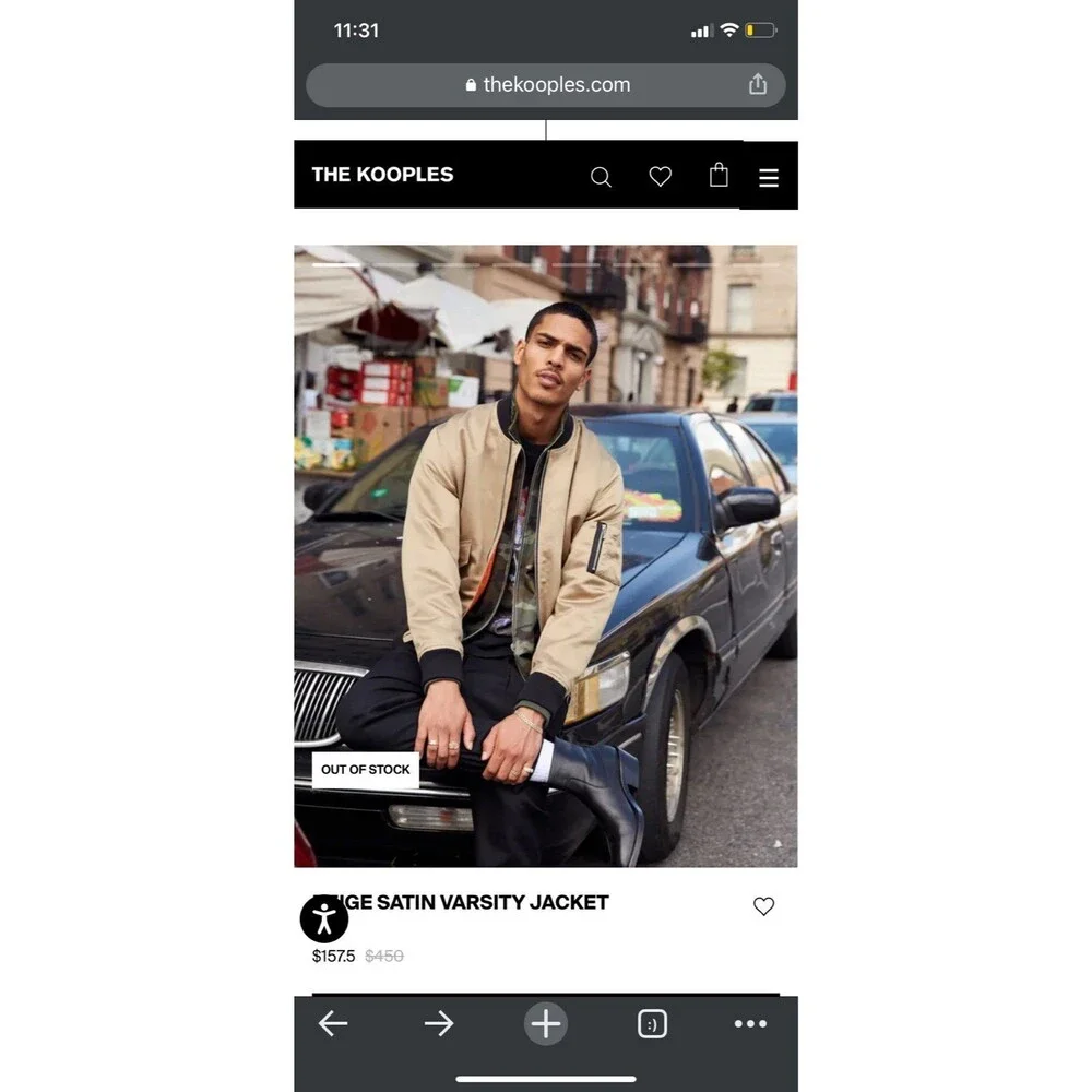 The Kooples Beige Satin Varsity Jacket
